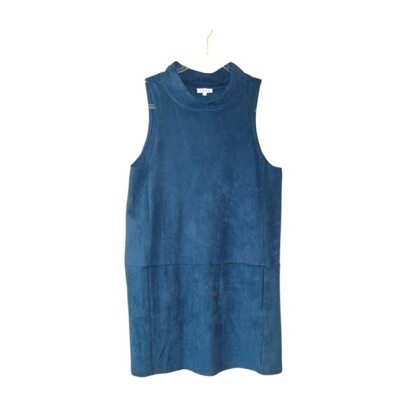 Navy Faux Suede Mock Turtleneck Dress – Size M - Picture 2 of 5